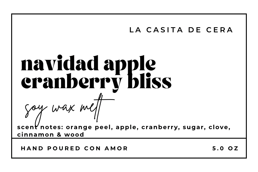 Cajita Navideña (Navidad Apple Cranberry Bliss) (xmas fun shapes wax tarts) 5oz