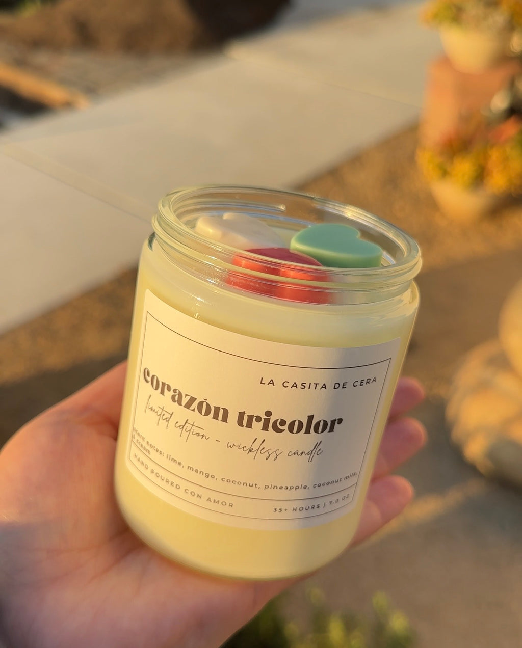 Corazón Tricolor Wickless Candle